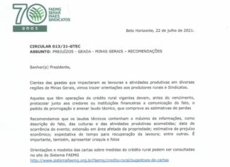 Sindicato dos Produtores Rurais de Carmo do Paranaíba divulga circular sobre informações para quem tem crédito rural vigente