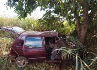 Cinco pessoas ficam feridas, entre elas duas crianças, em grave acidente na estrada que liga Patos de Minas ao Distrito de Alagoas