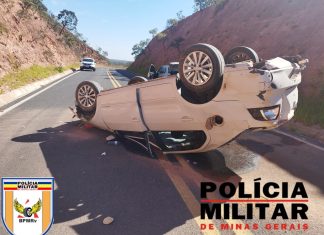 Mãe e filha ficam feridas em capotamento de veículo na LMG-740 no município de Presidente Olegário