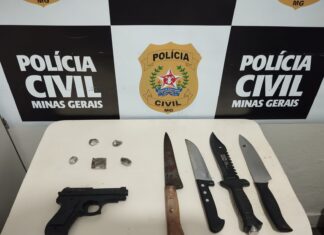 Rio Paranaíba: PCMG prende homem após denúncias; simulacro, armas brancas e drogas são apreendidas