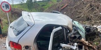 Patos de Minas – colisão na MGC-354 entre caminhão e automóvel deixa condutora de 45 anos em estado grave