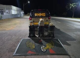 Patos de Minas – Motorista foge de abordagem e abandona carro com mais de 100 barras de maconha