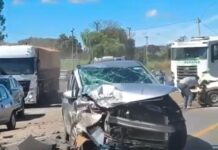URGENTE: Acidente deixa duas pessoas feridas na BR-352 entre Patos de Minas e Lagoa Formosa