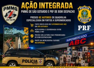 PMMG e PRF prendem dois suspeitos de furto a supermercado em São Gotardo